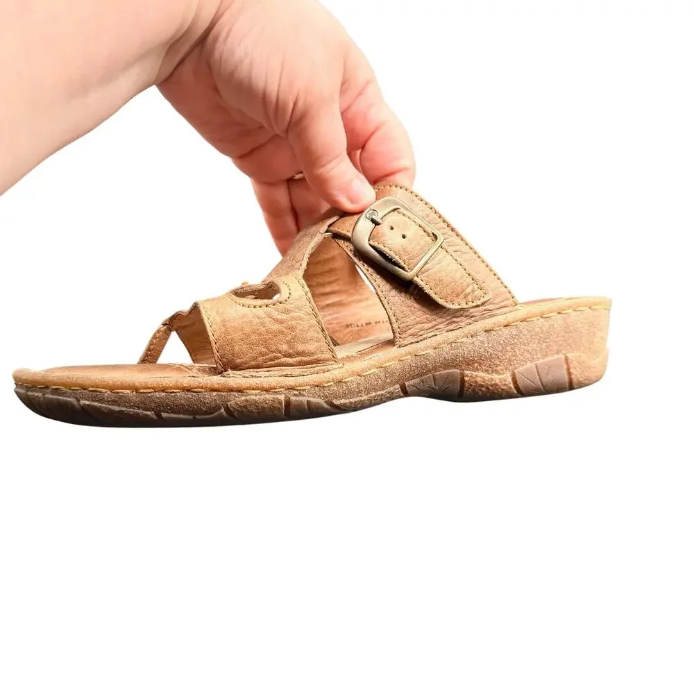 Born Leather Toe Ring Slide Sandals Women’s 11 Brown Comfort Boho